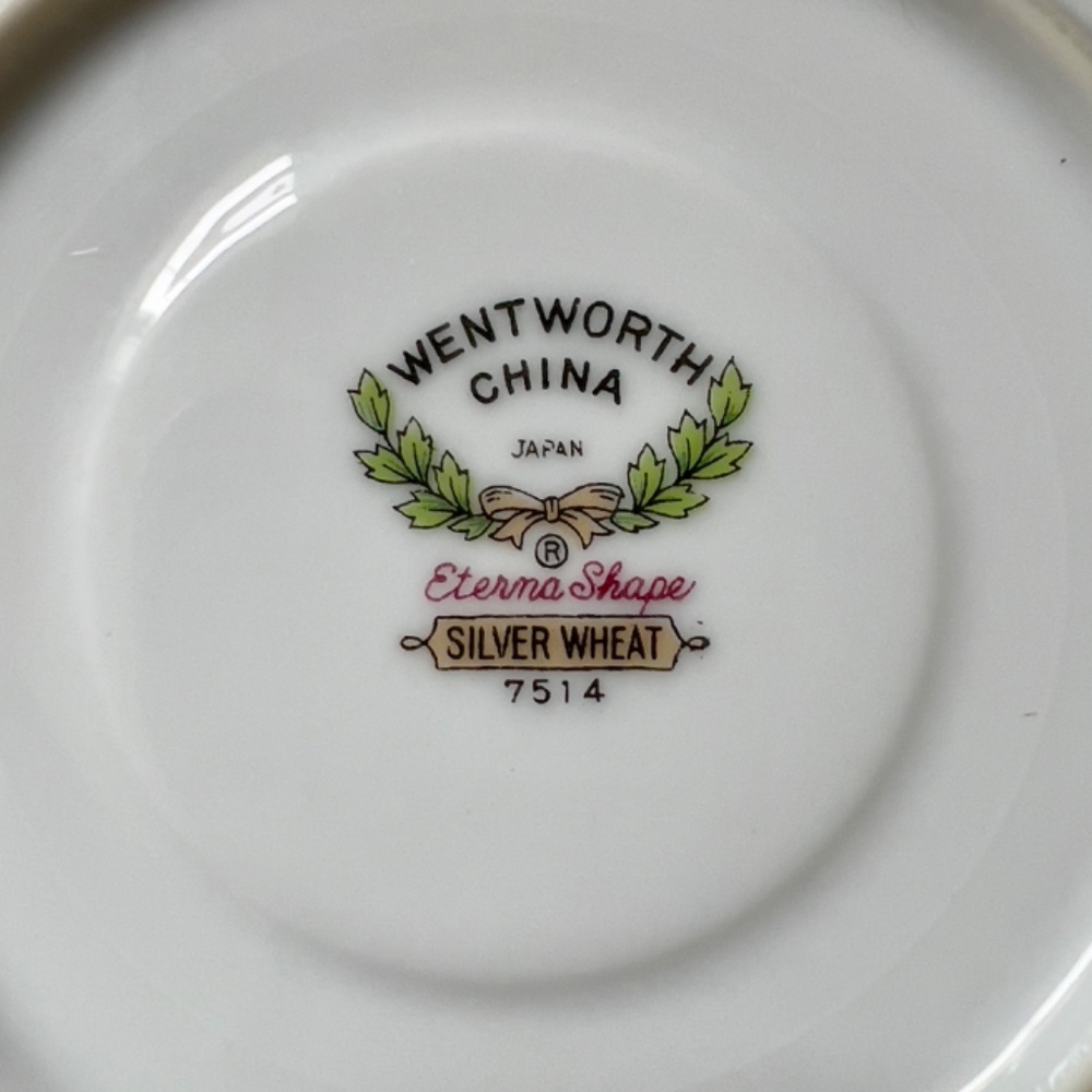 Wentworth China ‘Silver Wheat’ Eterna Shape #7514, 6” Saucer Coffee Tea VINTAGE - Picture 3 of 5